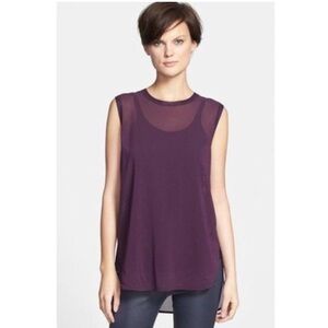 💜 Vince‎ Sheer Silk Oversized Tank Ribbed Hem